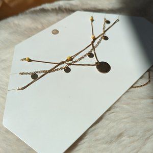 3/$10 H&M Triple Strand Necklace Three Layer Disk Coin